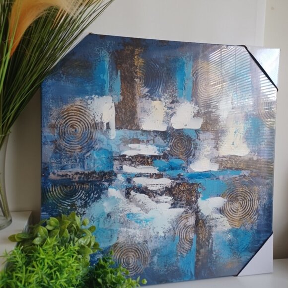 Abstract Wall Art Canvas | Modern 24x24 Unframed Oil Painting | Ready to Hang - Picture 4 of 4